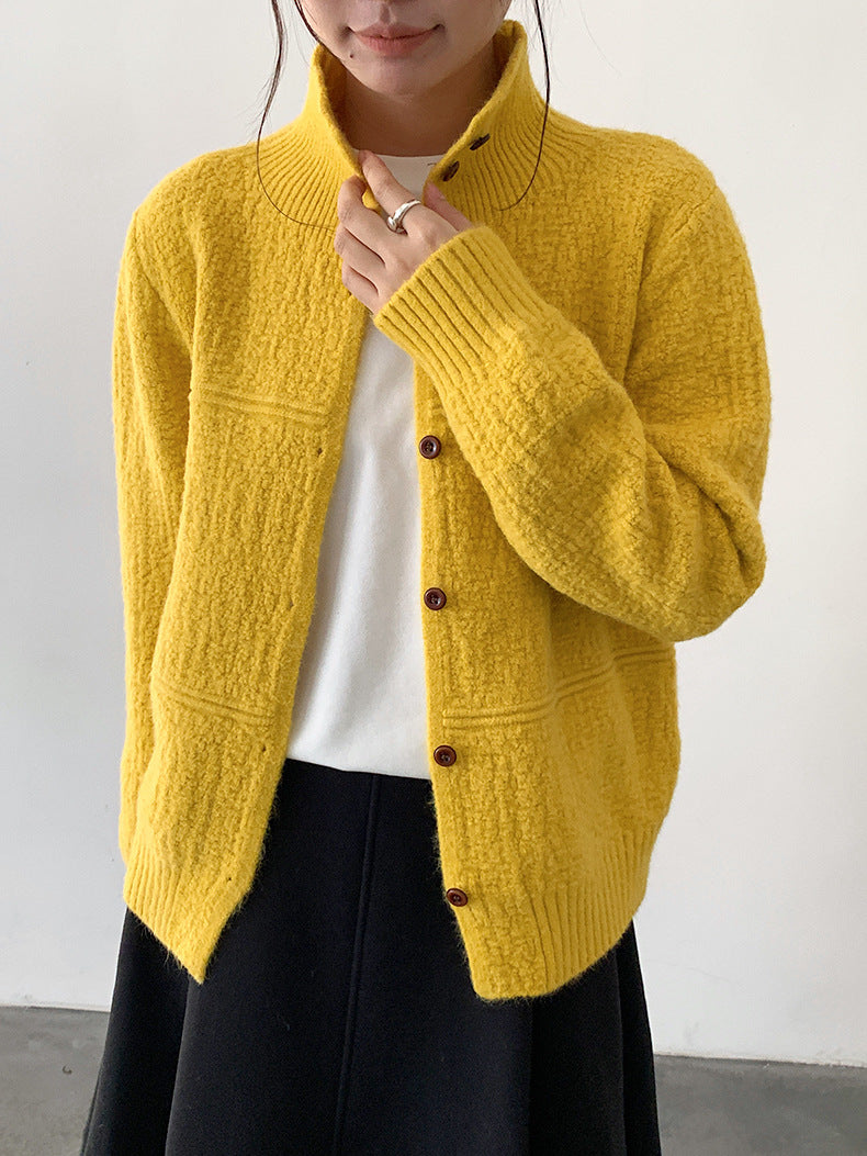 【LD11037】實拍高領開衫針織毛衣251202