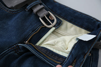 【LD11049】實拍S~XL美式加絨加厚高腰牛仔褲＋皮帶腰包251202