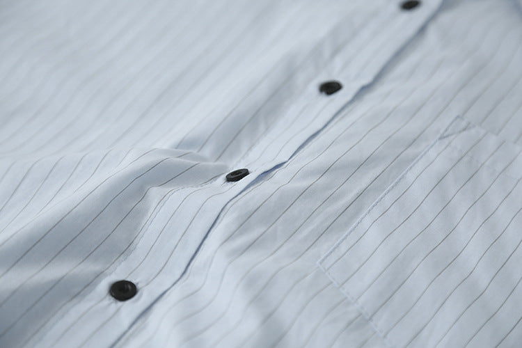 【LD003】實拍中性棉100氣質寬鬆條紋襯衫251103