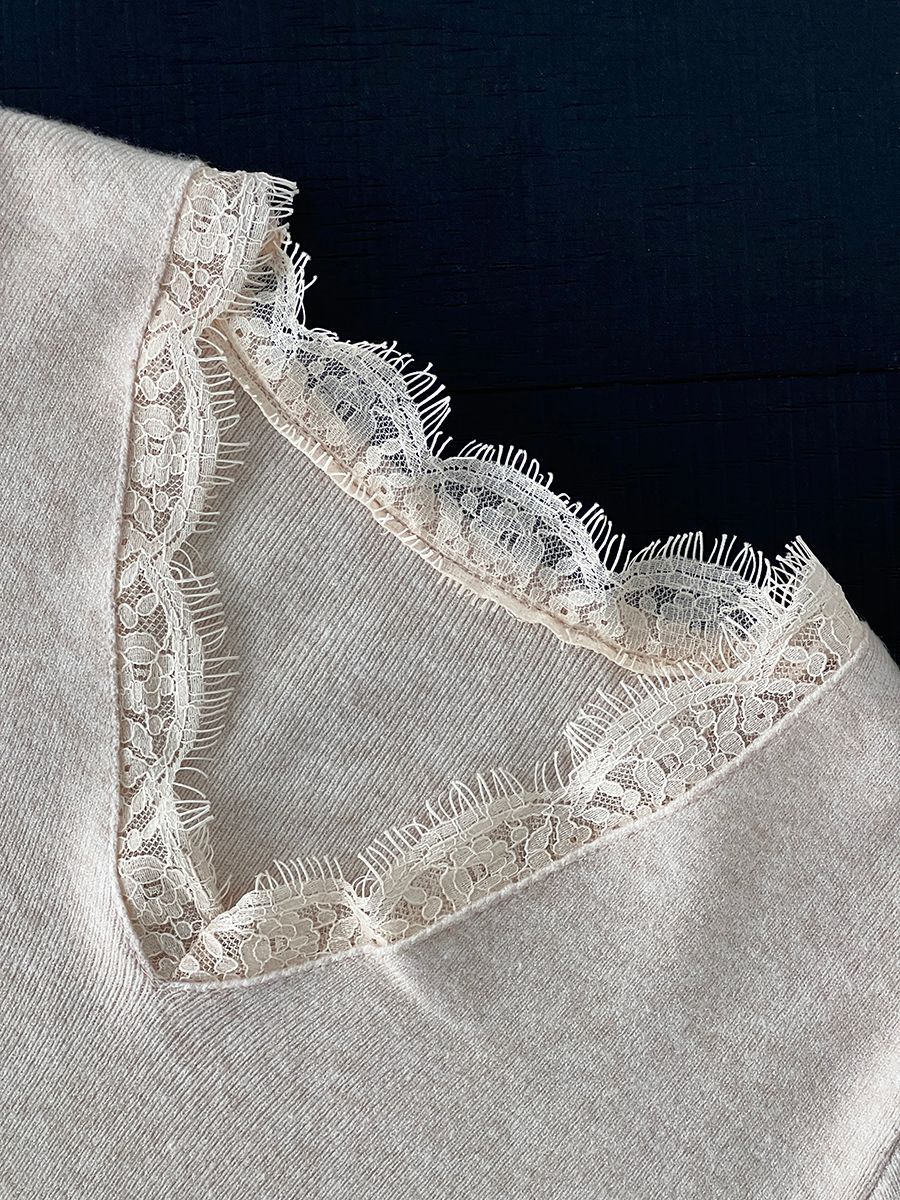 【cimz8833】實拍精緻蕾絲長袖針織衫251120