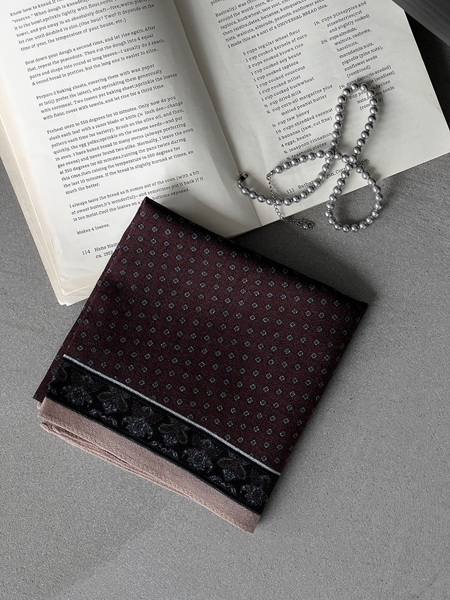 【cim865】實拍黑標100綿羊毛復古山茶花小方巾法式頭巾圍巾 251030