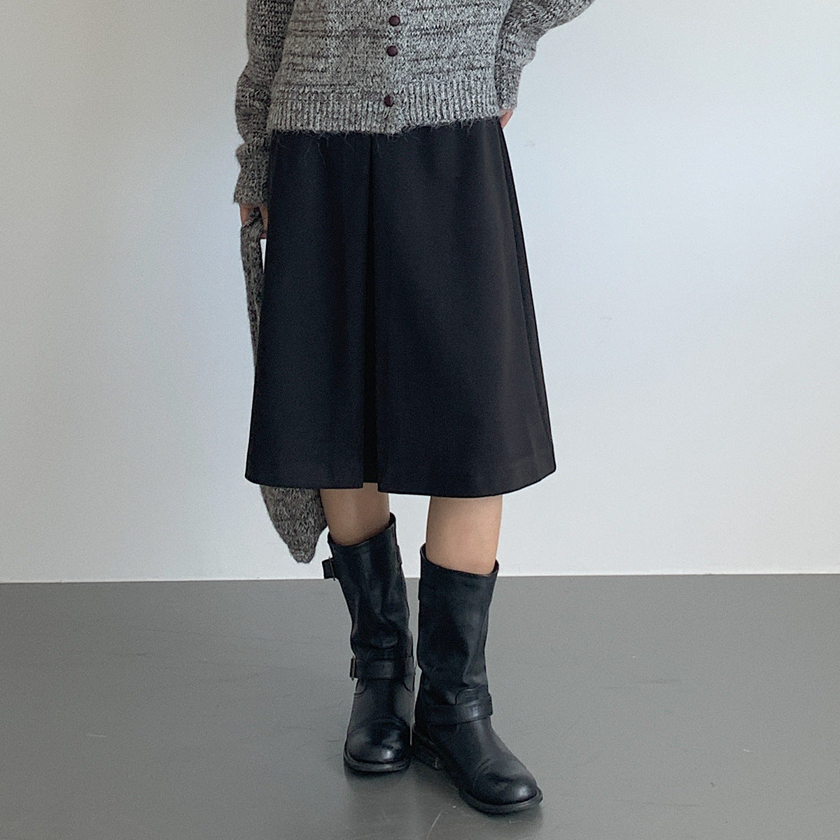 【LD3300】實拍S~XL韓版高腰顯瘦毛呢A字裙＋腰帶251103