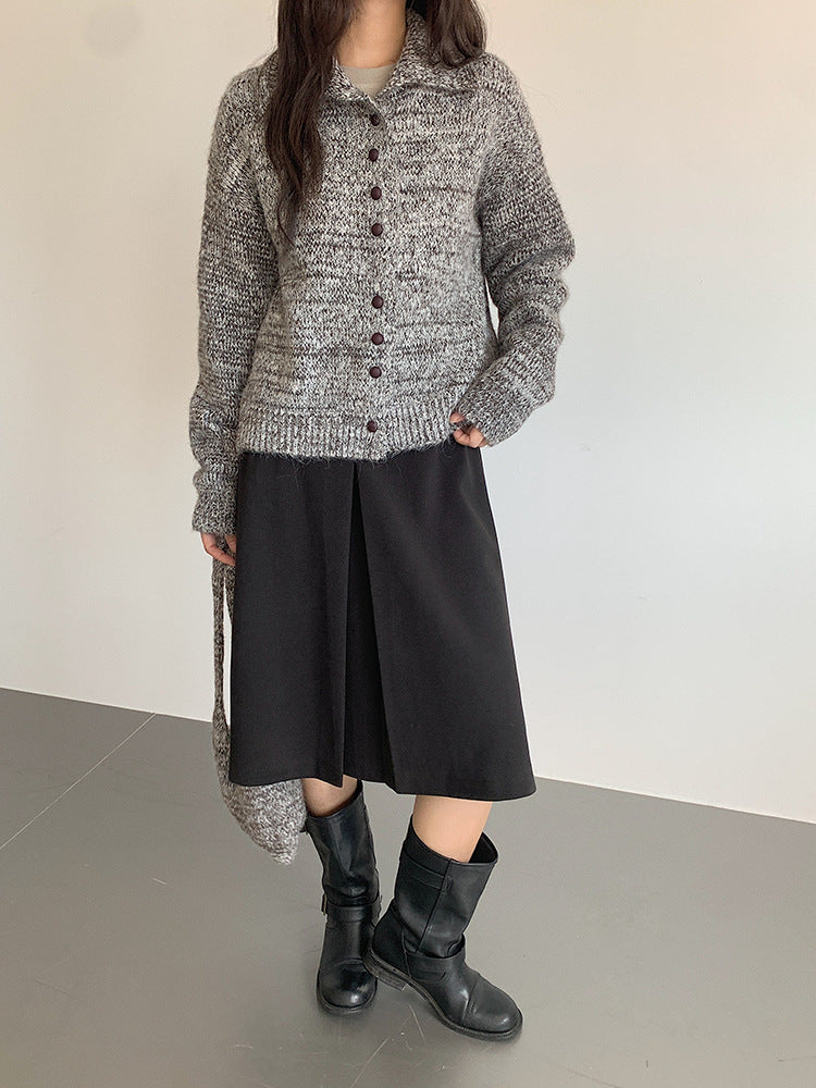 【LD3296】實拍輕奢復古寬翻領厚實針織外套＋針織包251103