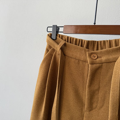 【Y82677】 實拍復古系帶加厚七分闊腿褲251023