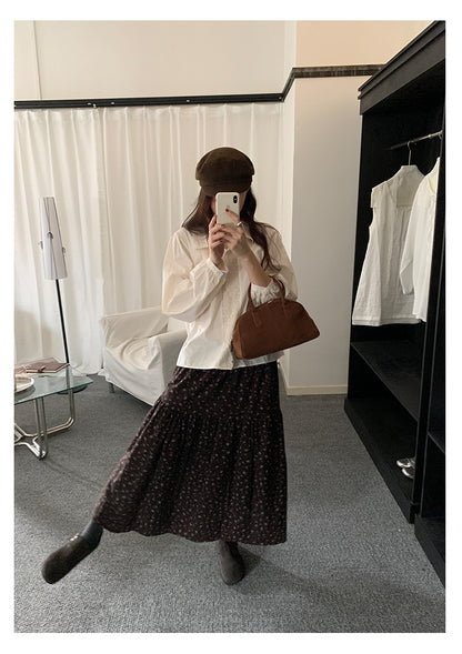 【H5490】實拍日系清新小碎花鬆緊腰長裙（棉）251109