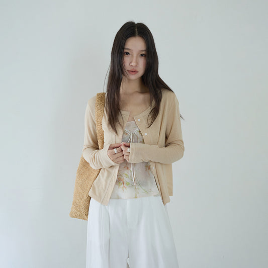 【LD11295】法式浪漫仙女系🌸氣質碎花細肩帶背心+顯瘦防曬長袖小外套兩件套260519