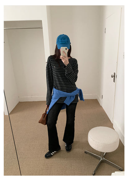 【H560】實拍加厚磨毛高腰微喇牛仔褲251021