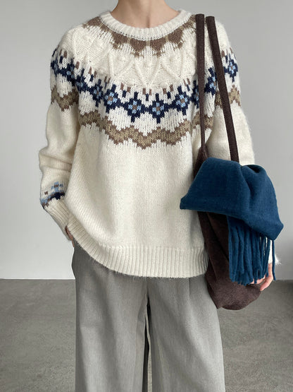 【cimMB850】實拍冬季必備复古費爾島提花針織毛衣251114