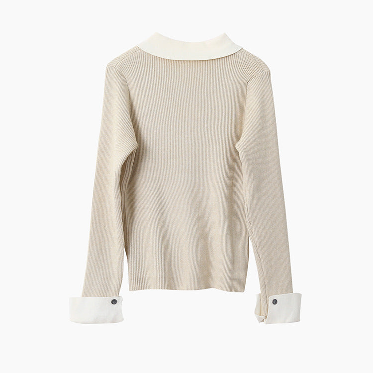 【LD11026】實拍絕美法式針織坑條假2件針織衫251124