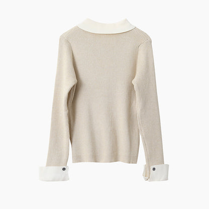 【LD11026】實拍絕美法式針織坑條假2件針織衫251124