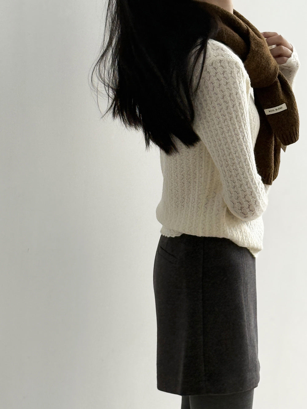 【Y312】實拍高單質感鏤空蕾絲半高領針織衫251106