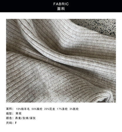 【cimYL105】氣質高單款綿羊毛10繞頸細肩帶+長袖針織衫260828