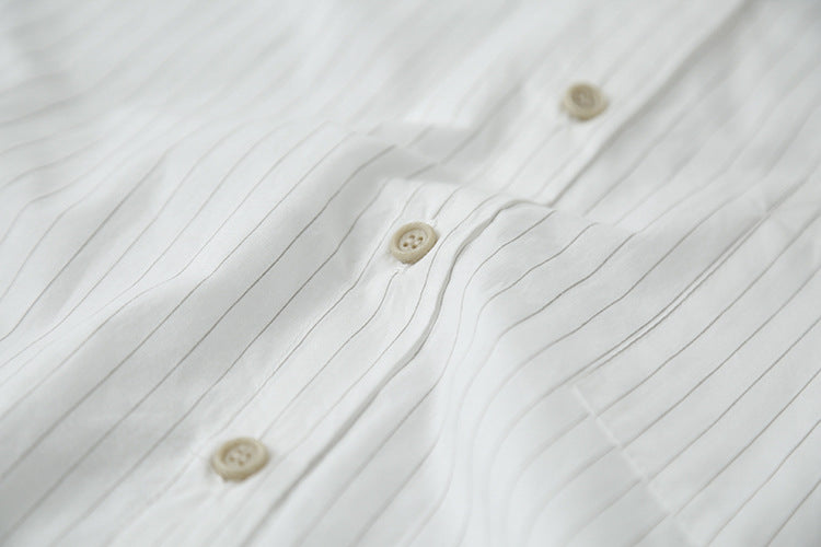 【LD003】實拍中性棉100氣質寬鬆條紋襯衫251103