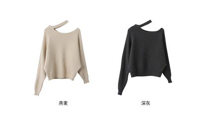 【LD11029】實拍韓系掛脖鏤空露肩針織毛衣251124