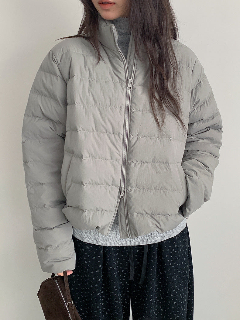 【LD11067】實拍簡約設計保暖立領含絨棉服外套（白鴨絨50%)
251209