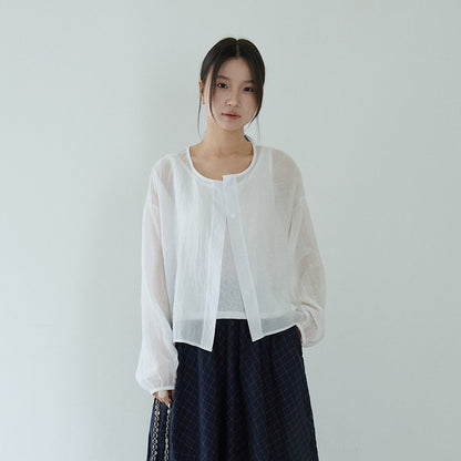 【LD11251】夏日輕氧女孩🍃天絲棉圓領純色襯衫罩衫+背心兩件套裝

260427