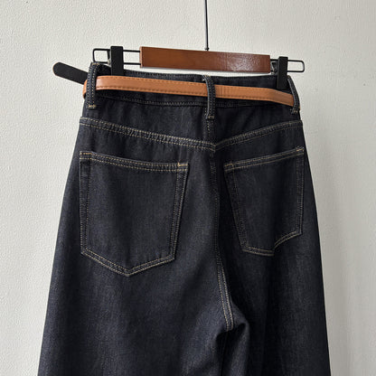【Y981316】實拍S~XL冬季高腰加絨直筒牛仔褲含腰帶251106