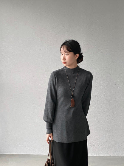 【cimz6652】實拍氣質半高領/V領燈籠袖極簡氣質針織衫251128