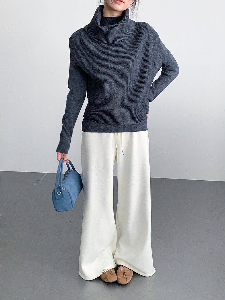 【LD11056】實拍慵懶高級感超修飾微喇叭衛褲251209