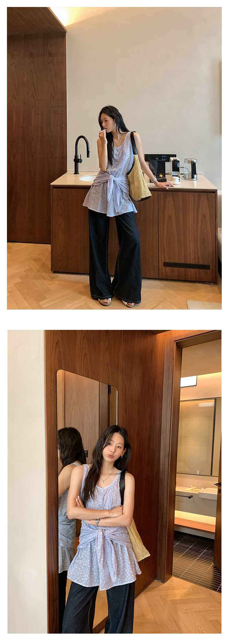 【H5198】實拍夏季優雅碎花繫帶舒適洋裝250422