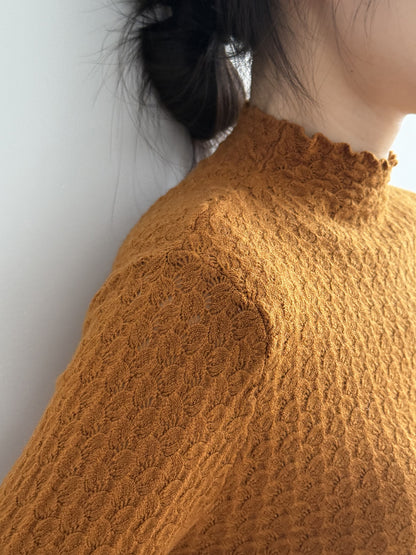 【Y312】實拍高單質感鏤空蕾絲半高領針織衫251106