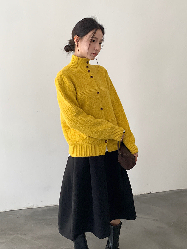 【LD11037】實拍高領開衫針織毛衣251202