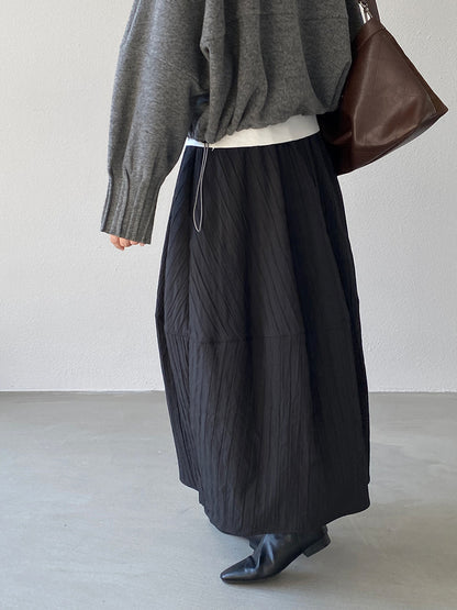 【cim1708】實拍秋冬法式寂靜高腰加厚微花苞A字裙251030