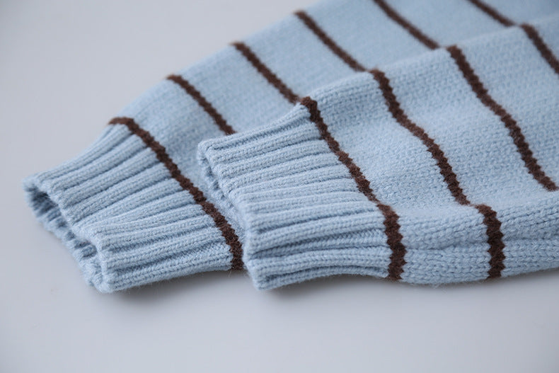 【LD11063】實拍復古條紋加厚棉羊絨針織毛衣251209