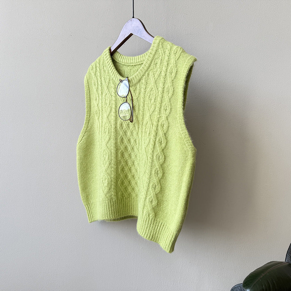 【YP2617】 實拍圓領麻花軟糯針織背心251023