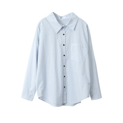 【LD003】實拍中性棉100氣質寬鬆條紋襯衫251103