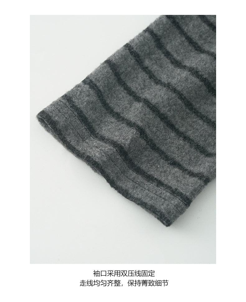 【H572】實拍復古磨毛刺繡條紋圓領T恤251021