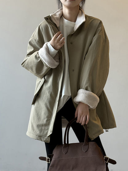 【Y82650】實拍立領帥氣內裡羊羔毛工裝外套251016