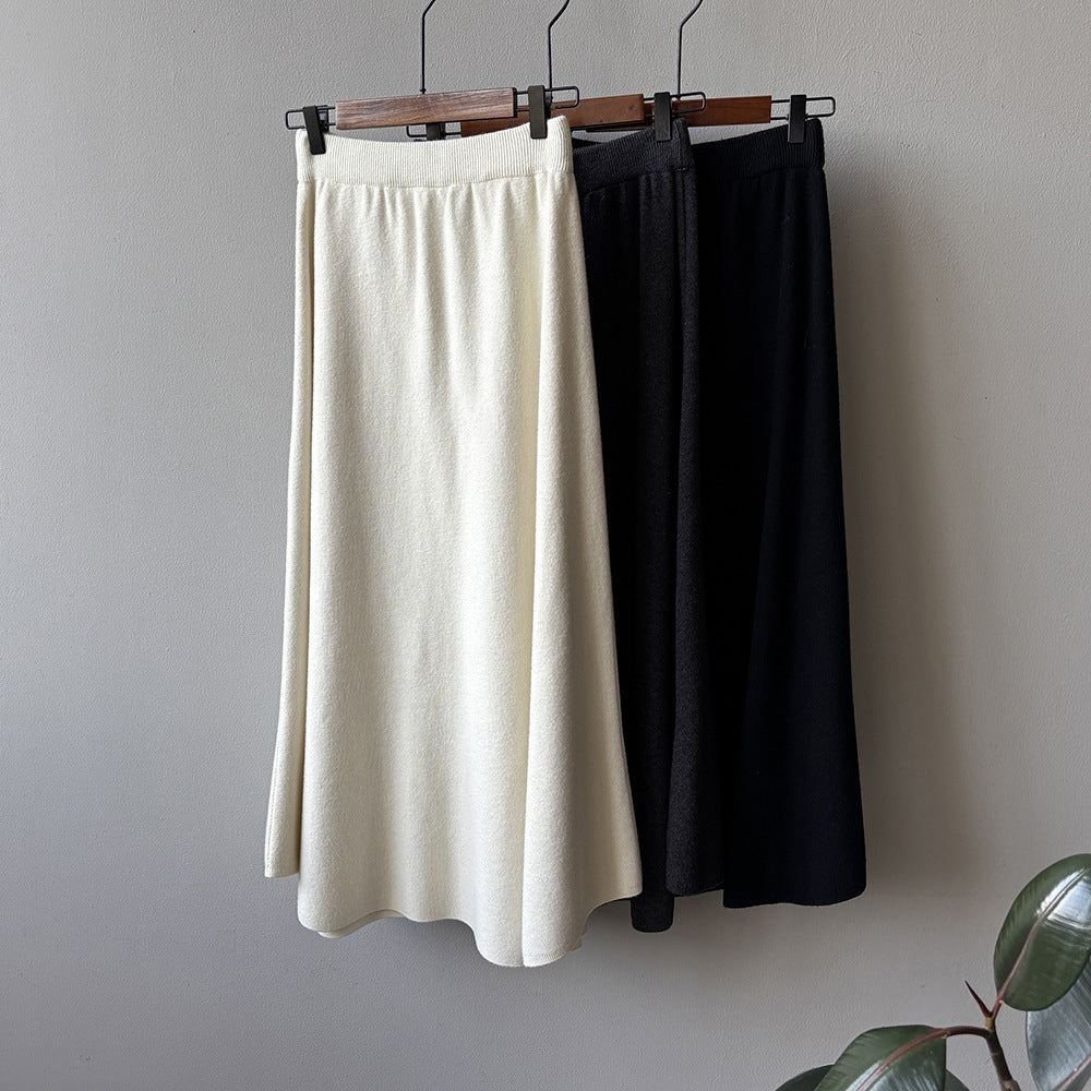 【Y0723】實拍冬季簡約針織大擺A字裙（棉羊毛4%)251106