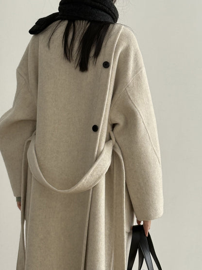 【Y25527】實拍高單質感雙面羊毛呢立領大衣（棉羊毛68%)251106