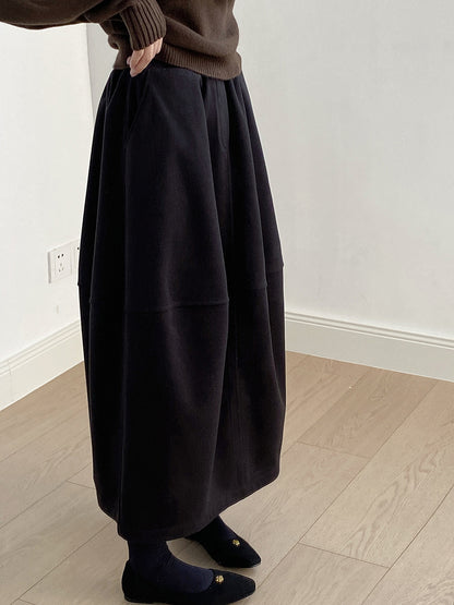 【Y82671】 實拍秋冬氣質花苞毛呢A字裙251023