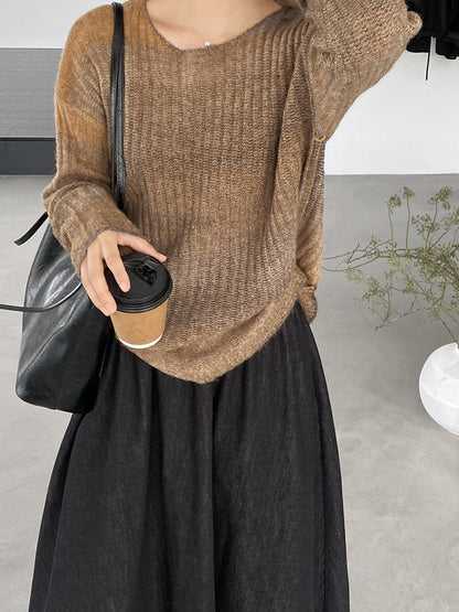 【cim0679】實拍韓國彩虹漸變長袖針織衫（羊毛11%)251114