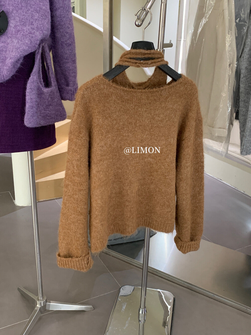 【L6873】實拍檸檬秋冬簡約軟糯保暖毛衣+針織手拎包251117