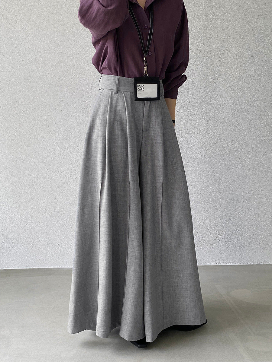 【cim1653】實拍秋日必備高腰壓褶大擺西裝褲251030