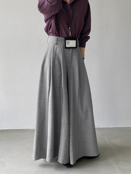 【cim1653】實拍秋日必備高腰壓褶大擺西裝褲251030