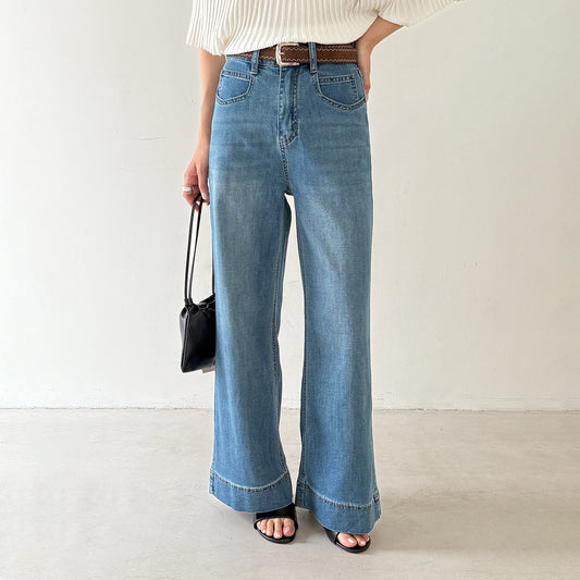 【LD11246】實拍S~XL美式復古大長腿👖高腰彈力顯瘦微喇叭寬鬆直筒牛仔褲260414