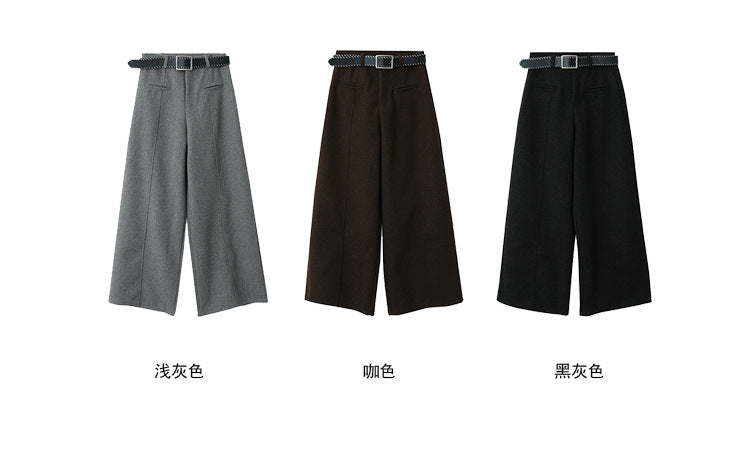 【LD11011】實拍S~XL設計感毛呢西裝闊腿褲251110