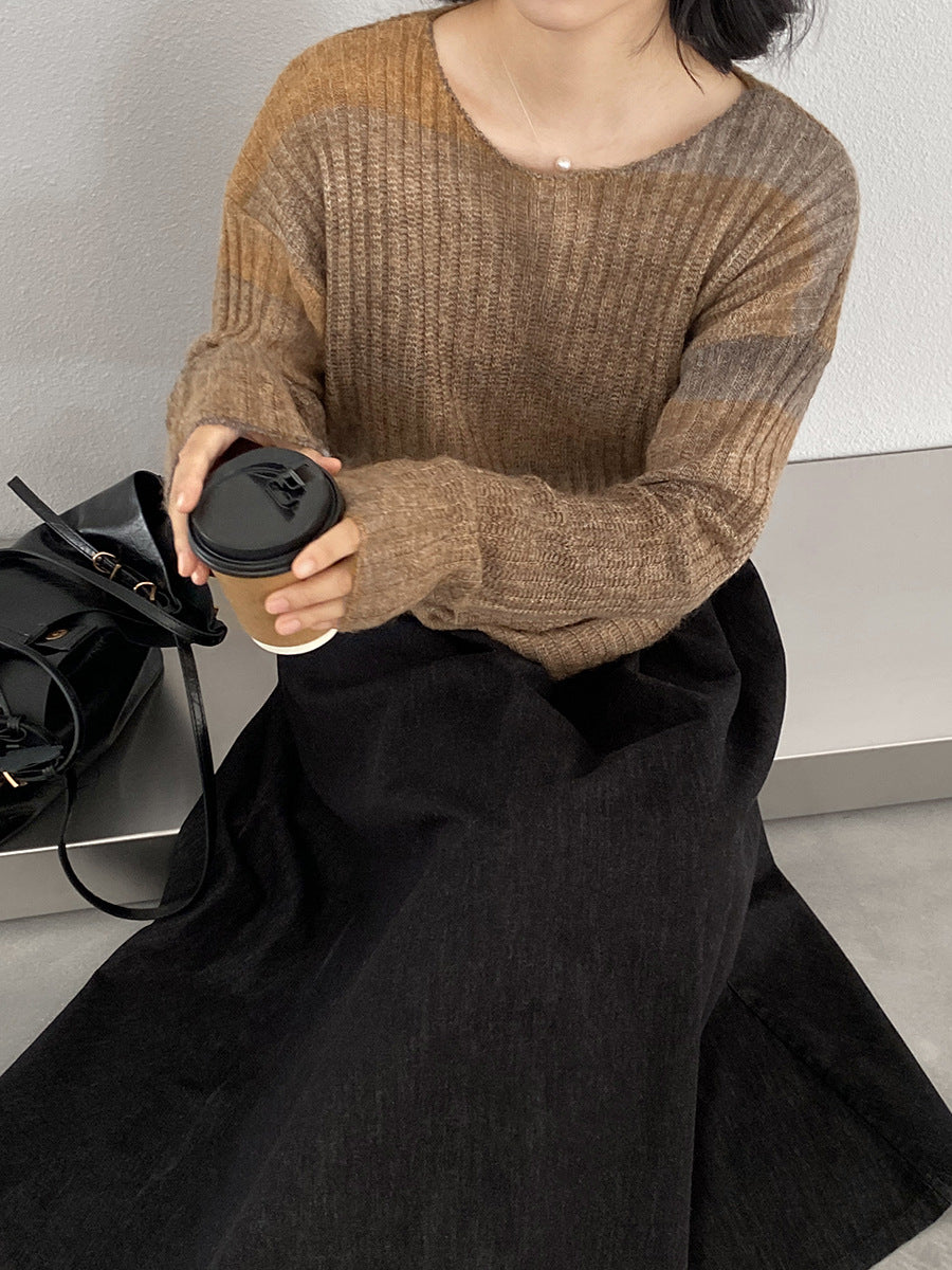 【cim0679】實拍韓國彩虹漸變長袖針織衫（羊毛11%)251114