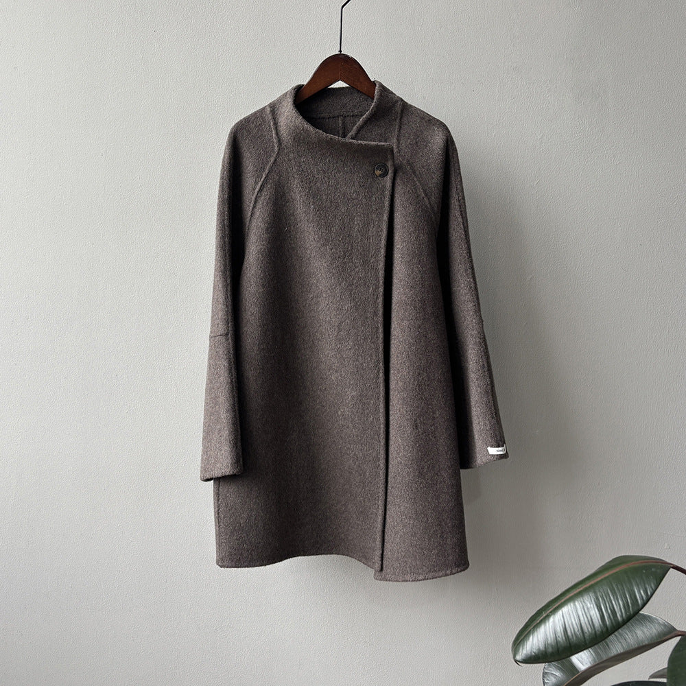 【Y8511】實拍高級感立領羊毛呢大衣外套（棉羊毛52%)251106
