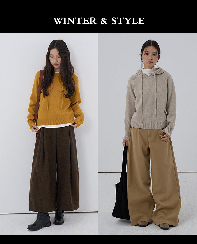 【LD3280】實拍慵懶小個子抽繩連帽針織毛衣251103