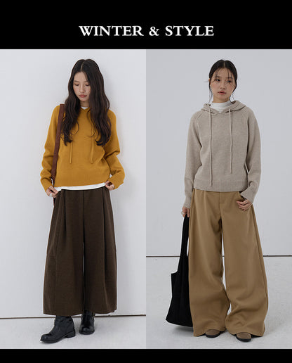 【LD3280】實拍慵懶小個子抽繩連帽針織毛衣251103