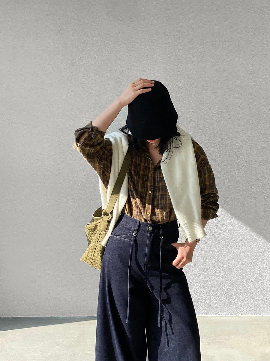 【cimz1753】實拍磨毛加厚復古格紋襯衫 251120