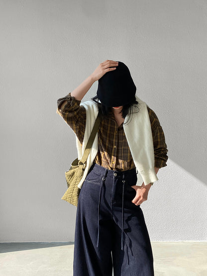 【cimz1753】實拍磨毛加厚復古格紋襯衫 251120