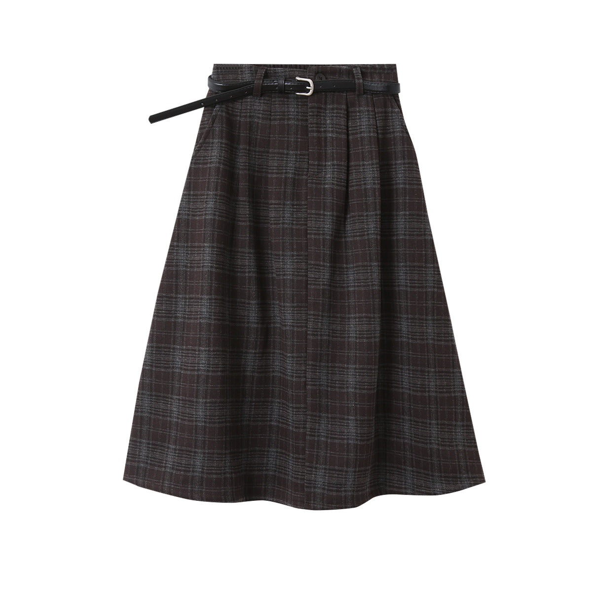 【LD11071】實拍氣質復古格紋毛呢a字裙251209