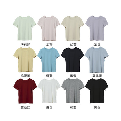 【LD11181】衣櫃必備基礎款☁️純色正肩顯瘦圓領短版短袖T恤260324