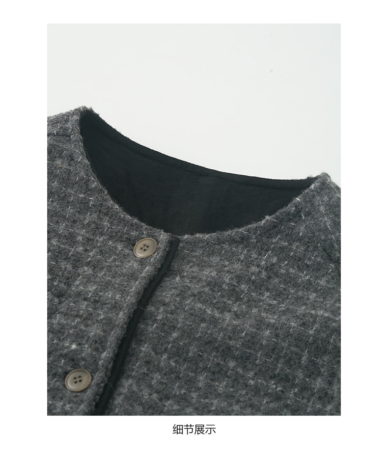 【H5475】實拍小香風粗花呢氣質保暖夾棉外套251109